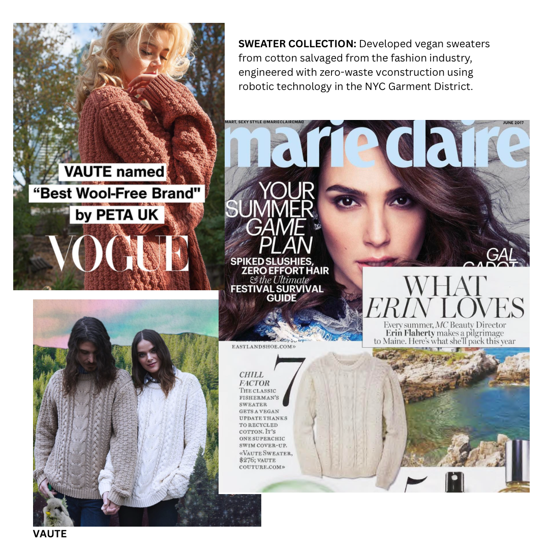 Ethical & Sustainable Knit Sweaters by Leanne Mai-ly Hilgart for VAUTE, as seen in VOGUE UK and Marie Claire.